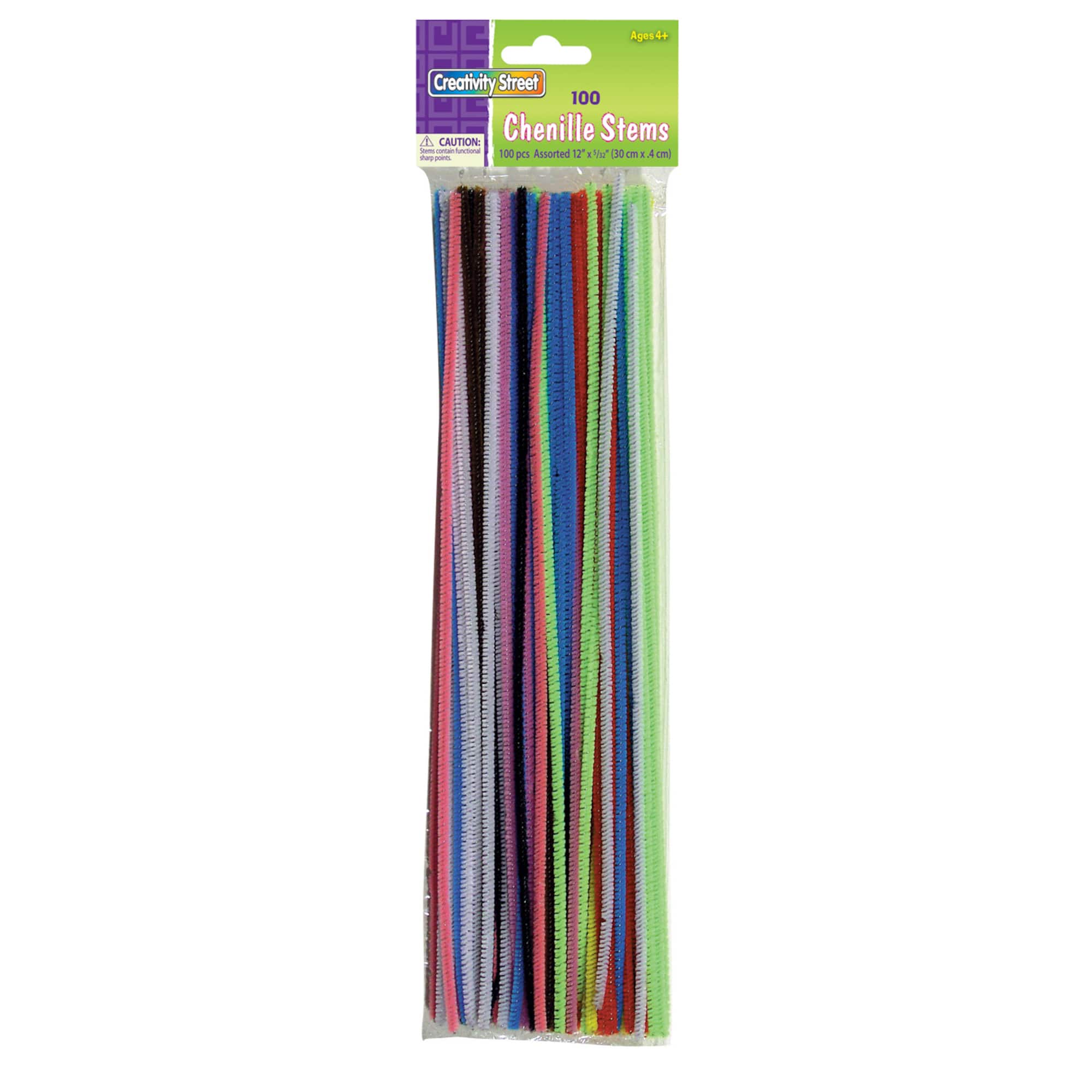 12" Assorted Chenille Stems, 12 Packs